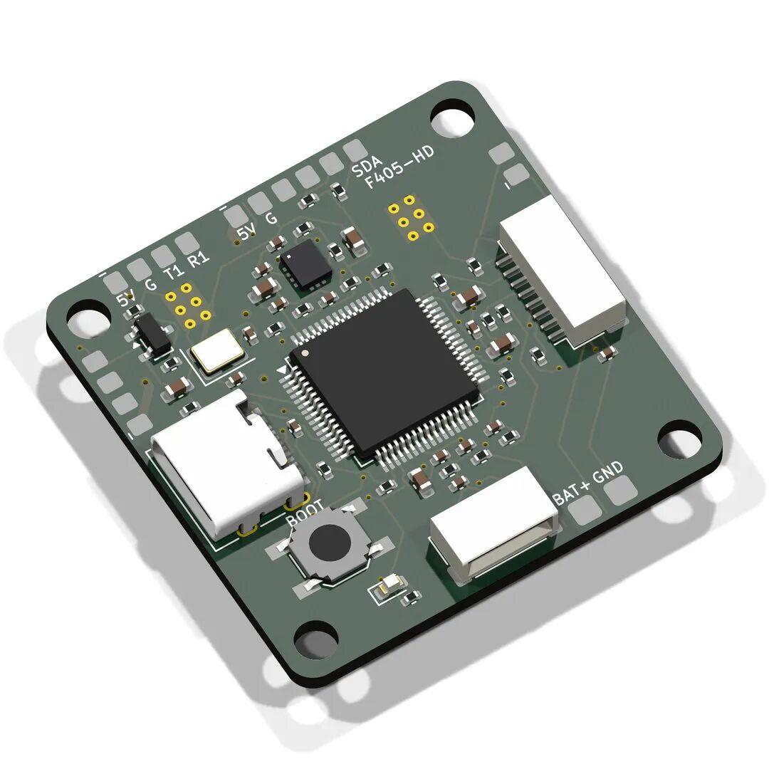 F405 flight controller PCB 3D render generated from the board data