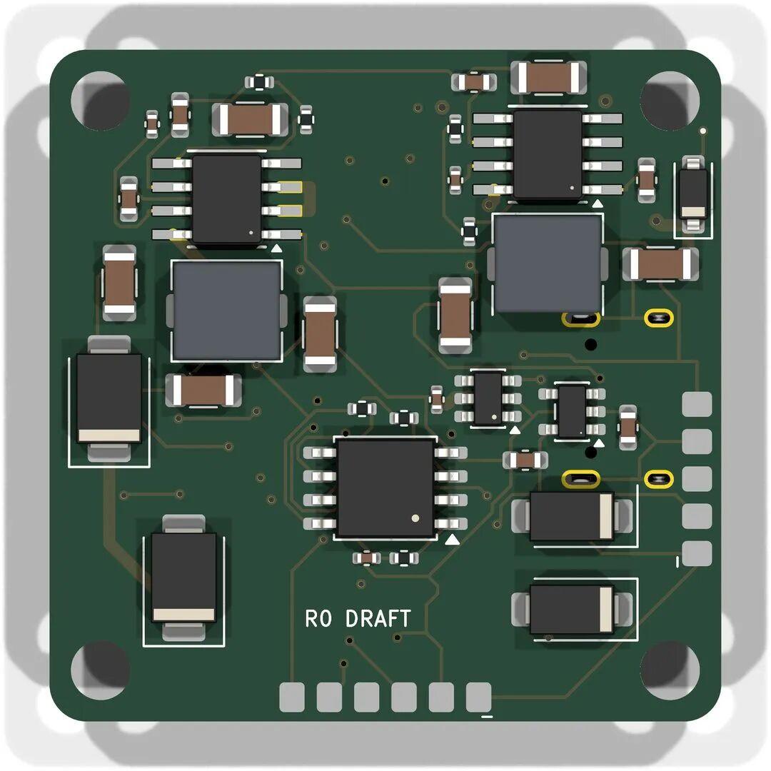 F405 flight controller PCB routing detail across the four-layer board