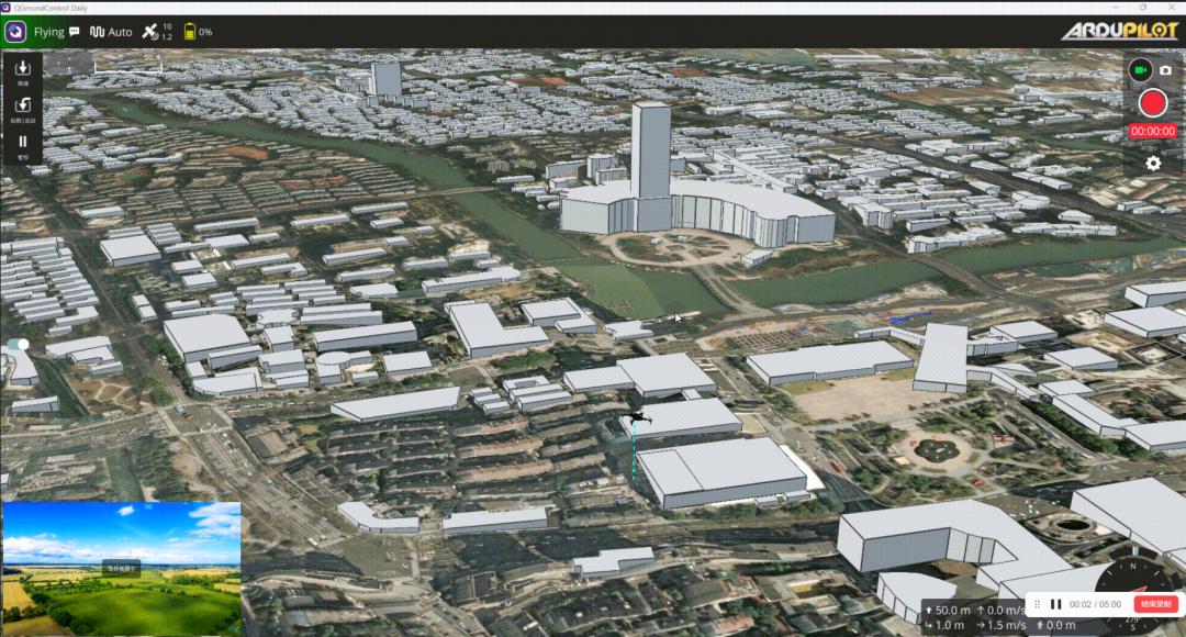 QGroundControl 3D digital twin with a GLB drone model on a Cesium globe