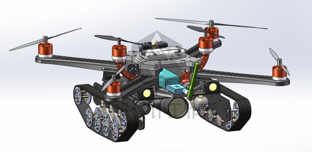 Close-up of the airframe running gear and track mechanism
