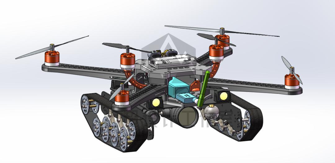 Quadrotor layout with robotic arm mounting positions