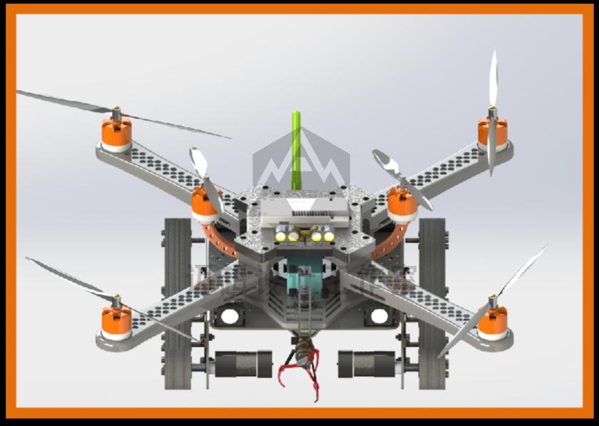 Alternative wheeled landing gear variant of the quadrotor assembly