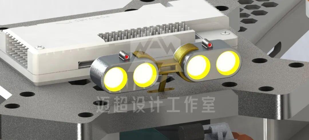 Multi-light and sensor module assembly detail on the underside