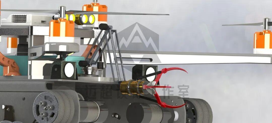 Track chassis and robotic arm assembly of the tracked drone