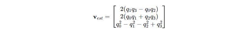 Estimated gravity direction derived from the current quaternion