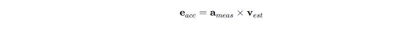 Cross product giving the accelerometer error vector