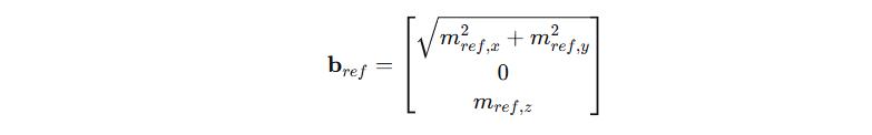 Reference magnetic field vector keeping only north and vertical components