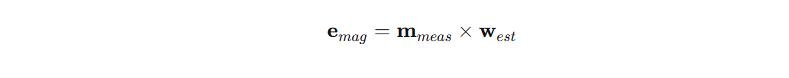 Cross product giving the magnetometer error vector