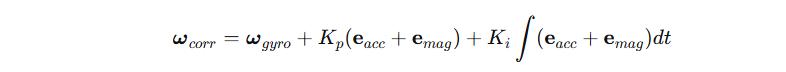 Combined PI correction of the gyro rate with both error terms