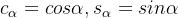 Shorthand definitions of cosine alpha and sine alpha used in the rotation matrix