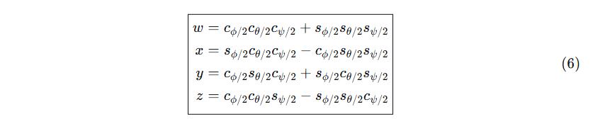 Euler angle to quaternion conversion matrix