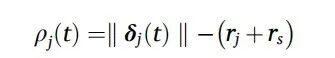 Definition of the distance function as centre distance minus obstacle radius and safety margin