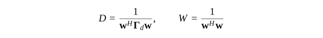 Definitions of the directivity index D and the white noise gain W